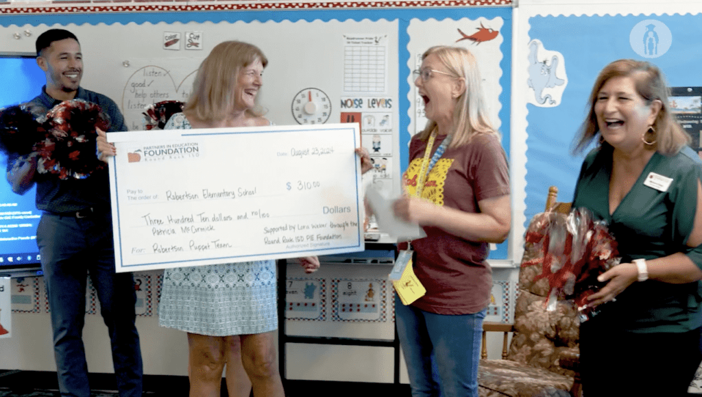 Round Rock ISDPartners in Education Foundation surprises faculty and staff with
Excellence in Education grantsThe PIE Foundation awarded over 75 Excellence in Education grants totaling
over 165,000 dollars to teachers and staff across the district..6 hours ago Pie Patrol.png