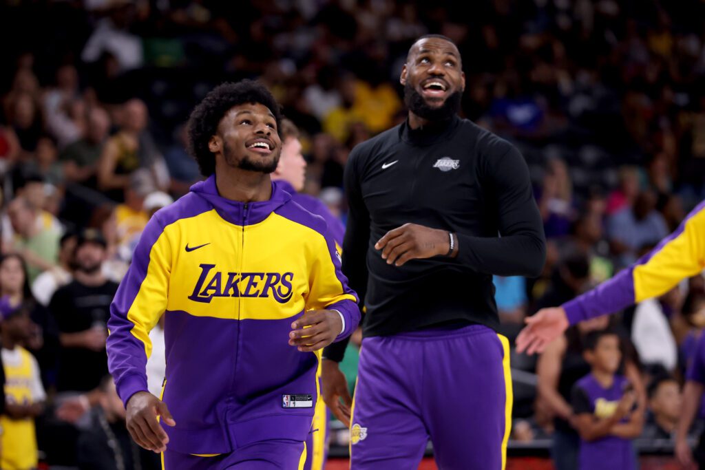 Lakers News: How Did Bronny James Perform in Second Career Game? Lebron James Bronny James.jpg