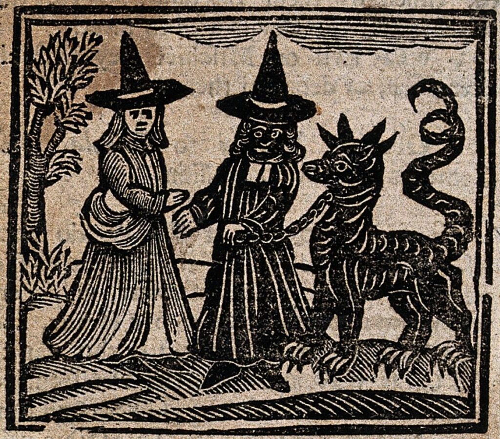 Riverside pilgrimage to remember witches Witchcraft a white faced witch meeting a black faced witch wellcome v0025811etc.jpg