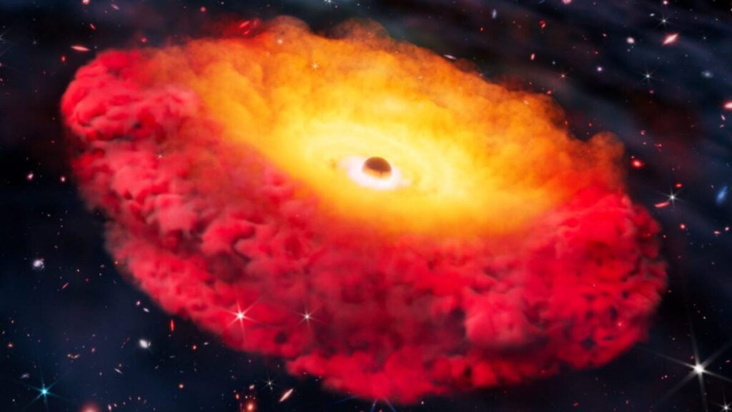 Science NewsThe oldest known black hole formed more than 13.3 billion years agoThe Webb telescope found that a far-off little red dot is the oldest known black hole, shrouded by gas that could help explain the ruby….18 minutes ago 081225 mp oldestblackhole.jpg
