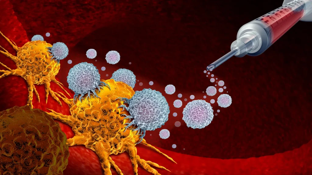 A new cancer vaccine just wiped out tumors in mice Cancer vaccine attacking tumor.webp.webp