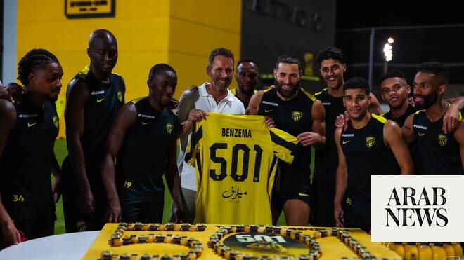 Arab NewsAl-Ittihad honor Benzema’s 501 career goalsJEDDAH: Al-Ittihad's management and players celebrated striker Karim Benzema's 501 career goals with a special ceremony before their….3 hours ago 4637073 863720106.jpeg