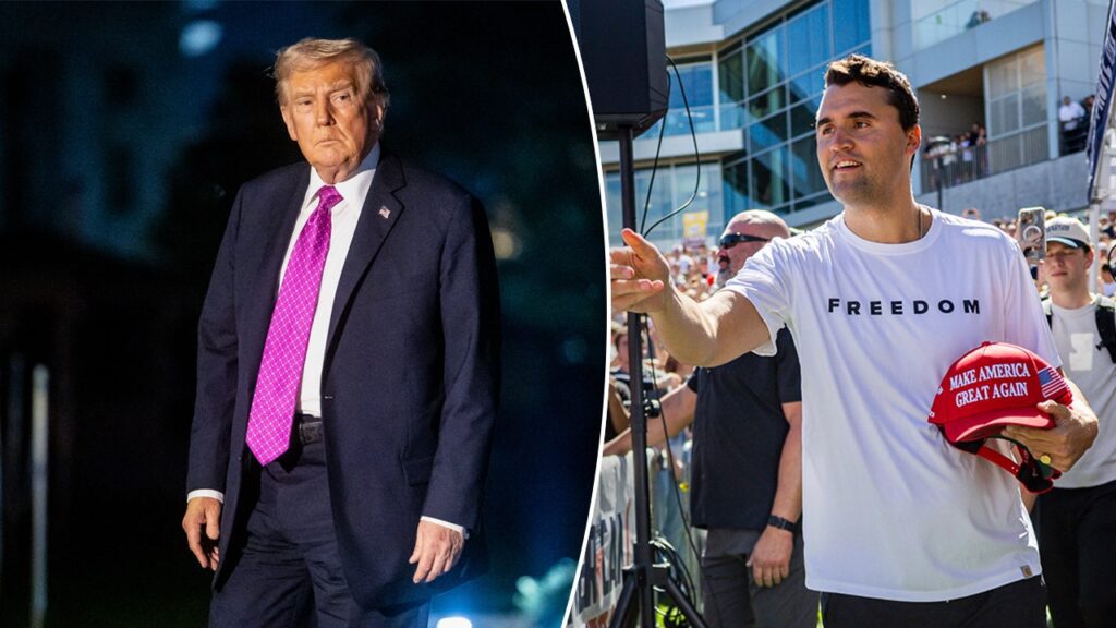 Charlie Kirk assassination sparks partisan blame game in Washington Donald trump and charlie kirk kurtz column split.jpg
