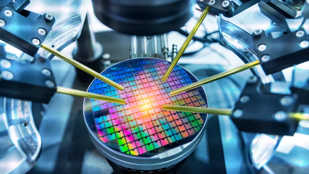 Johns Hopkins breakthrough could make microchips smaller than ever Silicon wafer rainbow color testing.webp.webp