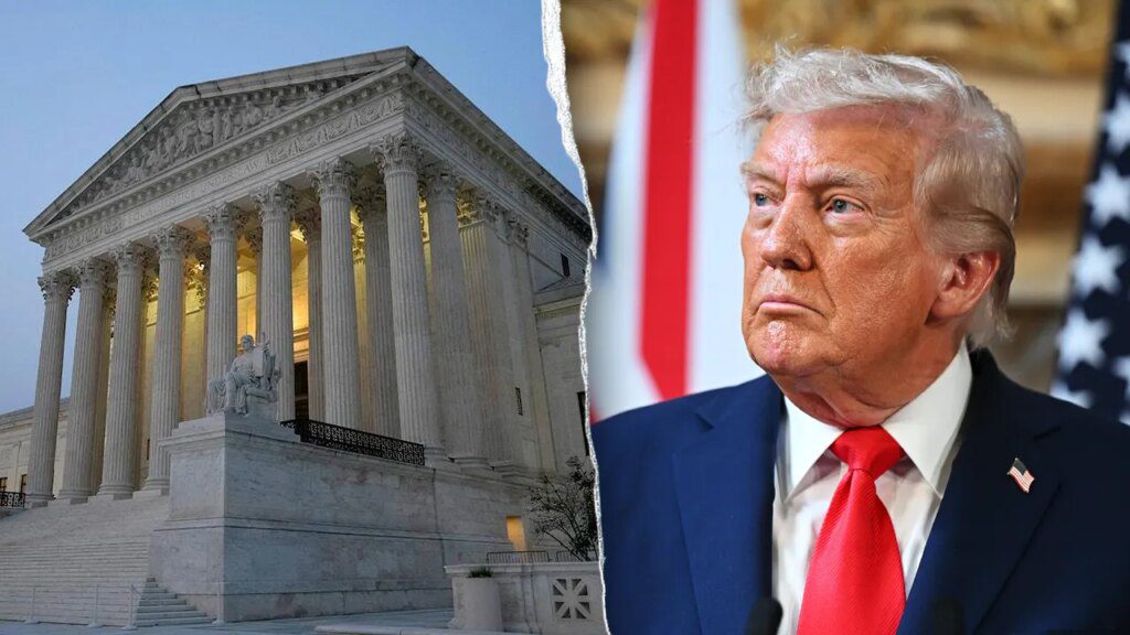Trump warns Supreme Court tariff case is ‘life or death’ Split image of the supreme court and donald trump.jpg