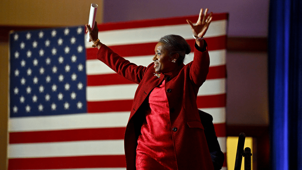 Virginia Lt. Gov. Earle-Sears concedes, says she’s ‘not going anywhere’ Winsome at victory party1.png